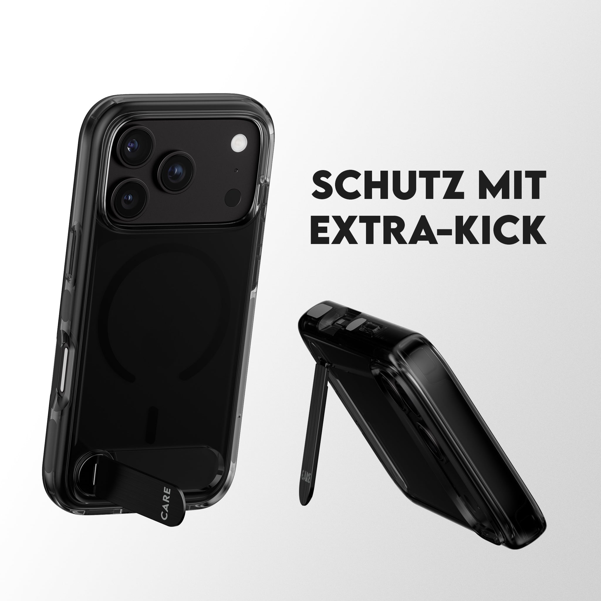 CARE™ by PanzerGlass® Kickstand Case Smokey m. Schwarz MagSafe iPhone 18 Pro | 17 Pro